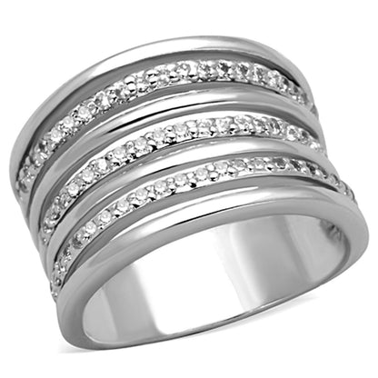 MA3W791 - Rhodium Brass Ring with AAA Grade CZ  in Clear