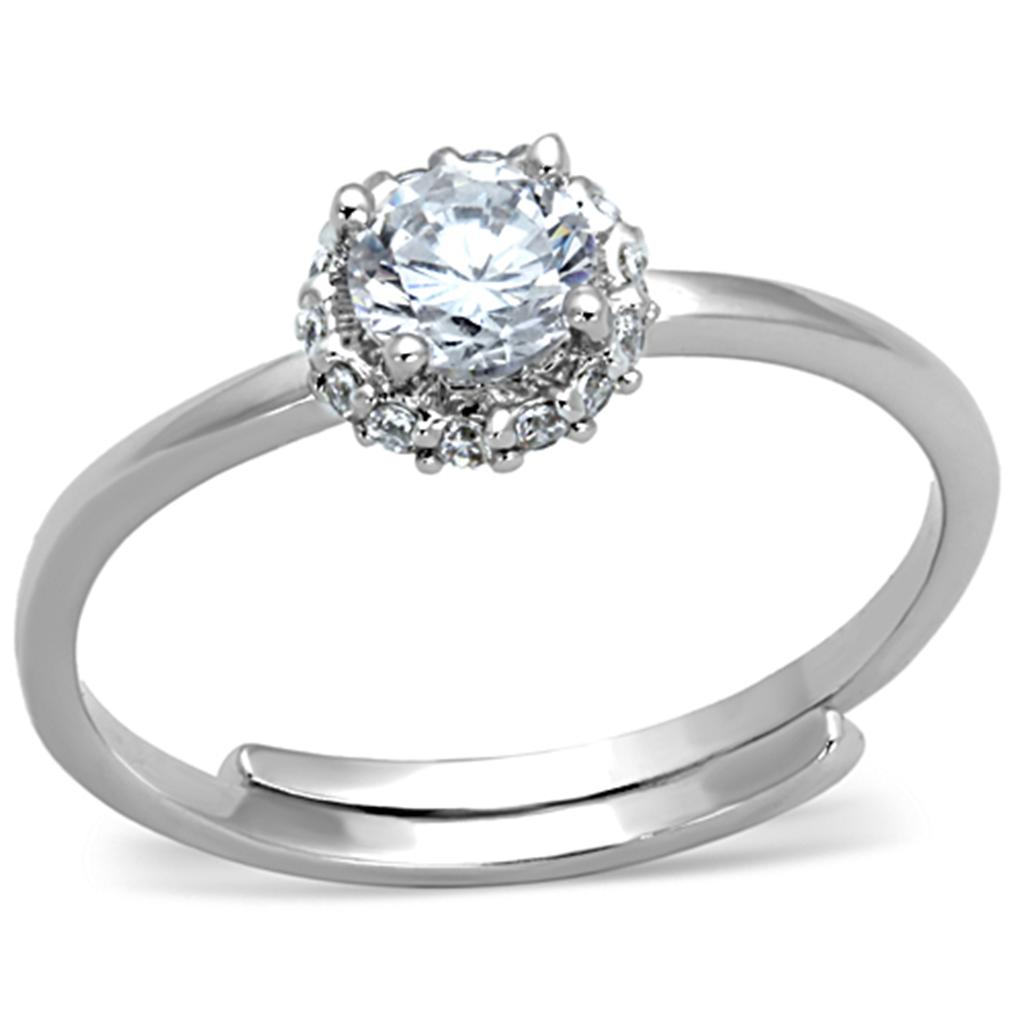 MA3W795 - Rhodium Brass Ring with AAA Grade CZ  in Clear