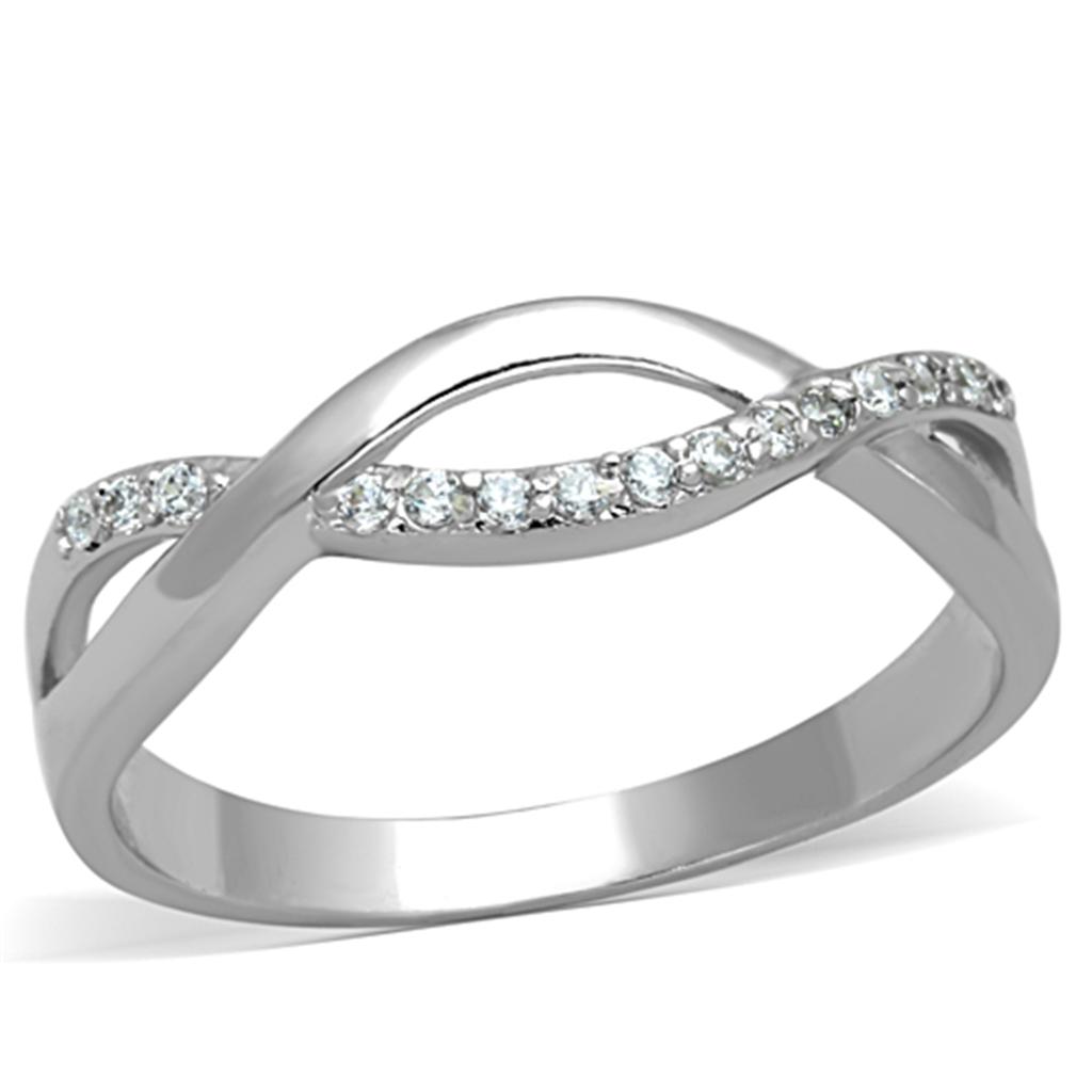 MA3W796 - Rhodium Brass Ring with AAA Grade CZ  in Clear