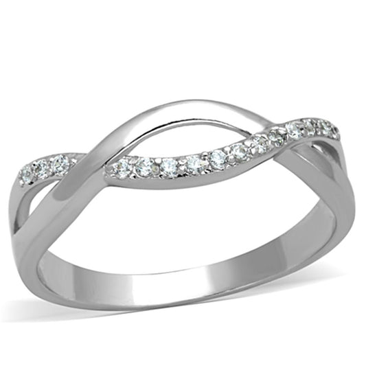 MA3W796 - Rhodium Brass Ring with AAA Grade CZ  in Clear