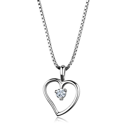 MA3W797 - Rhodium Brass Chain Pendant with AAA Grade CZ  in Clear