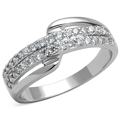 MA3W798 - Rhodium Brass Ring with AAA Grade CZ  in Clear