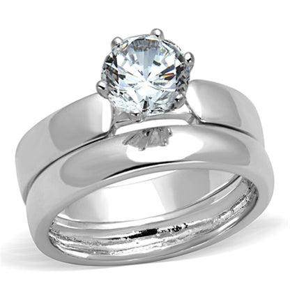 MA3W805 - Rhodium Brass Ring with AAA Grade CZ  in Clear