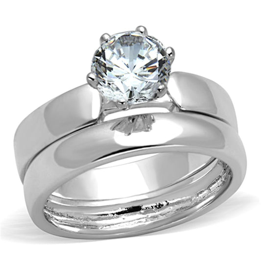 MA3W805 - Rhodium Brass Ring with AAA Grade CZ  in Clear