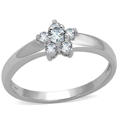 MA3W814 - Rhodium Brass Ring with AAA Grade CZ  in Clear