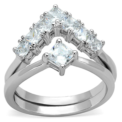 MA3W815 - Rhodium Brass Ring with AAA Grade CZ  in Clear
