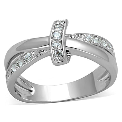 MA3W819 - Rhodium Brass Ring with AAA Grade CZ  in Clear