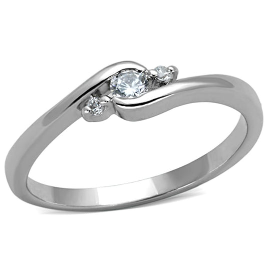 MA3W822 - Rhodium Brass Ring with AAA Grade CZ  in Clear