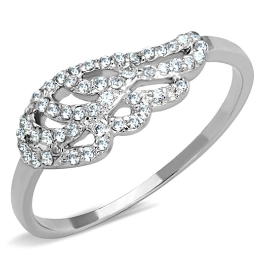 MA3W824 - Rhodium Brass Ring with AAA Grade CZ  in Clear