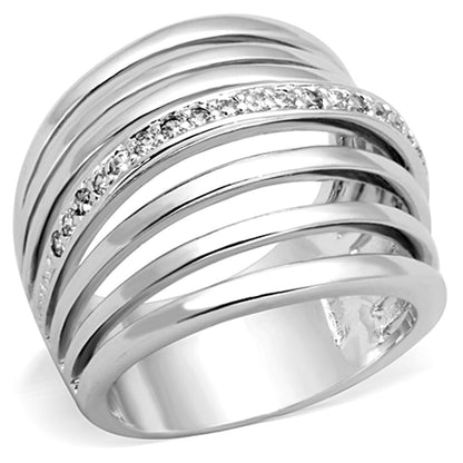 MA3W837 - Rhodium Brass Ring with AAA Grade CZ  in Clear