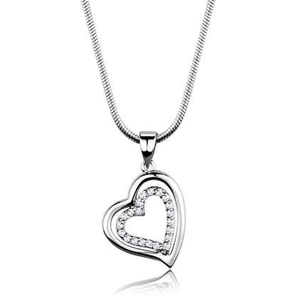 MA3W841 - Rhodium Brass Chain Pendant with AAA Grade CZ  in Clear