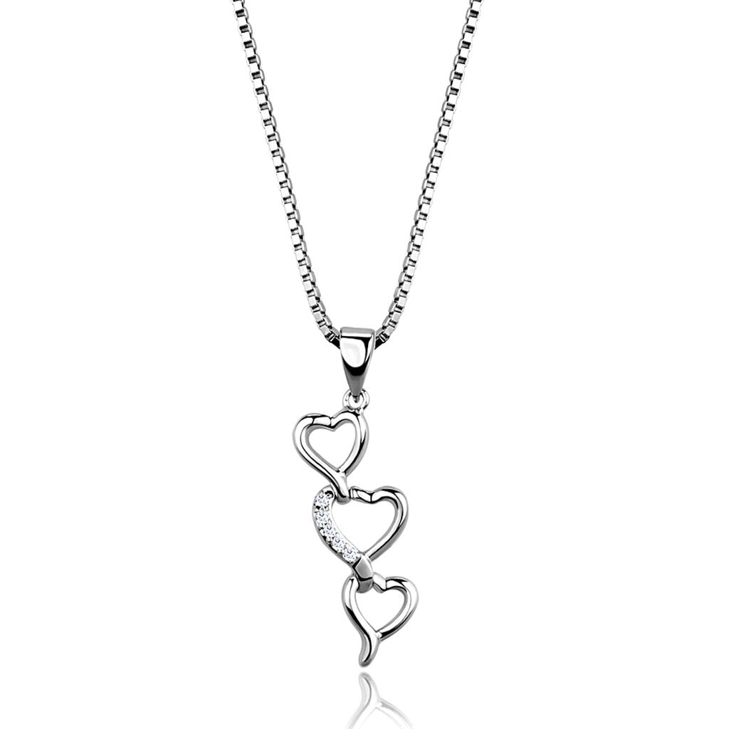 MA3W843 - Rhodium Brass Chain Pendant with AAA Grade CZ  in Clear
