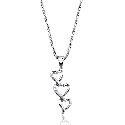 MA3W843 - Rhodium Brass Chain Pendant with AAA Grade CZ  in Clear