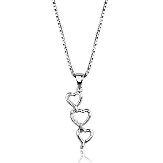 MA3W843 - Rhodium Brass Chain Pendant with AAA Grade CZ  in Clear