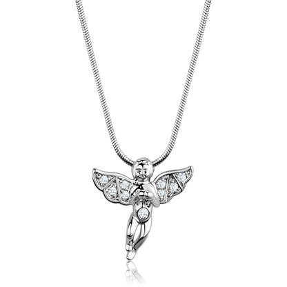 MA3W848 - Rhodium Brass Chain Pendant with AAA Grade CZ  in Clear