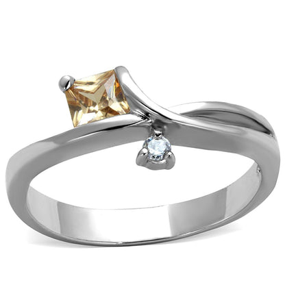 MA3W852 - Rhodium Brass Ring with AAA Grade CZ  in Champagne
