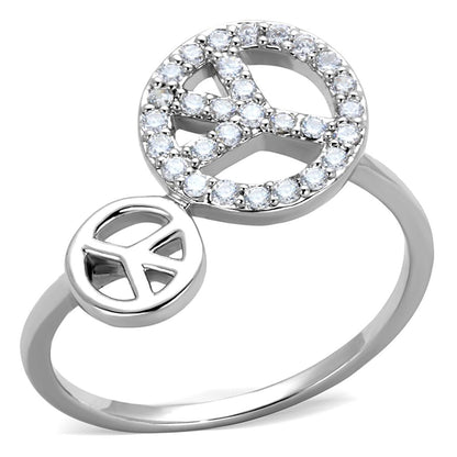 MA3W853 - Rhodium Brass Ring with AAA Grade CZ  in Clear