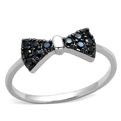 MA3W856 - Rhodium + Ruthenium Brass Ring with AAA Grade CZ  in Black Diamond