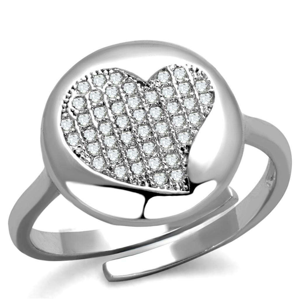 MA3W864 - Rhodium Brass Ring with AAA Grade CZ  in Clear