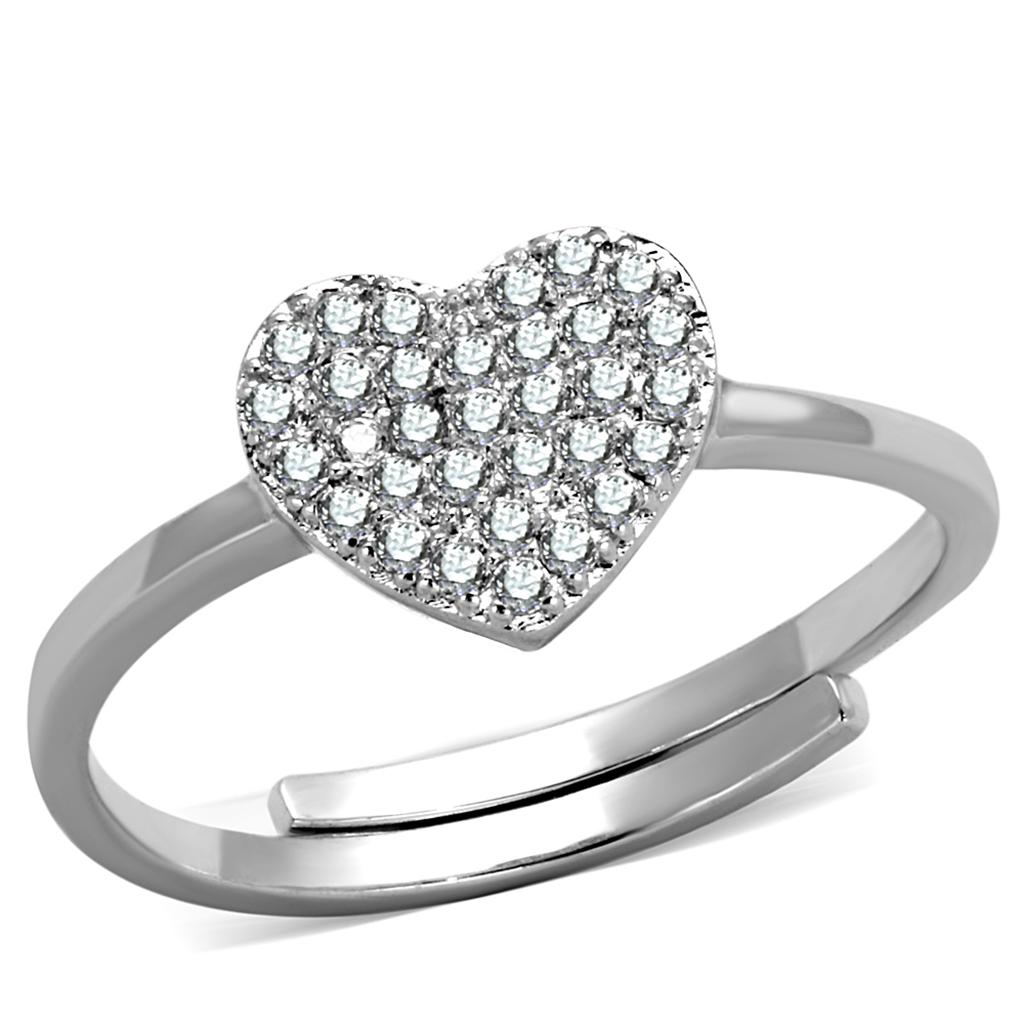 MA3W865 - Rhodium Brass Ring with AAA Grade CZ  in Clear