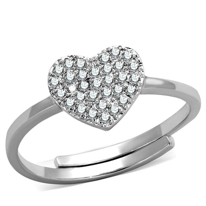 MA3W865 - Rhodium Brass Ring with AAA Grade CZ  in Clear