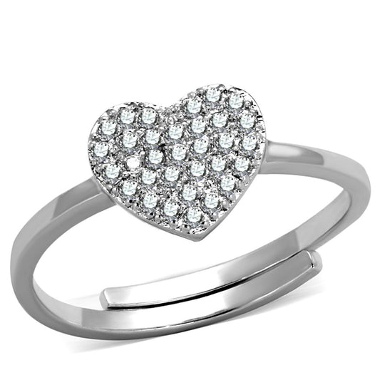 MA3W865 - Rhodium Brass Ring with AAA Grade CZ  in Clear