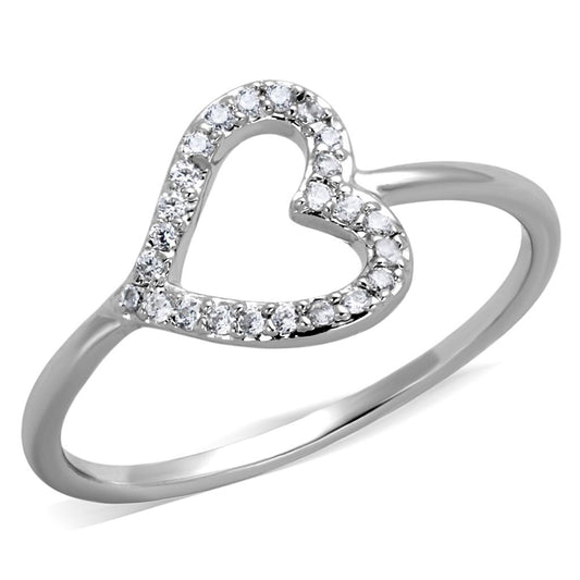 MA3W866 - Rhodium Brass Ring with AAA Grade CZ  in Clear
