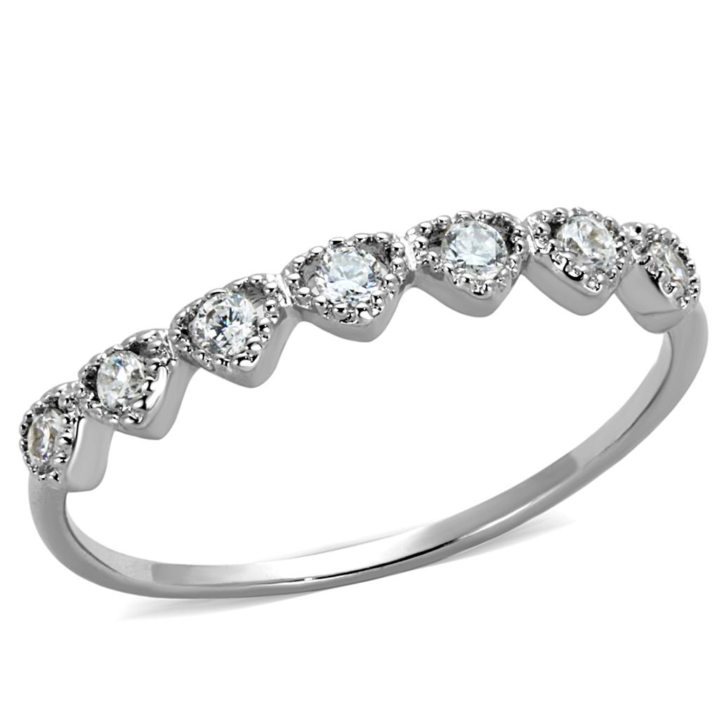 MA3W868 - Rhodium Brass Ring with AAA Grade CZ  in Clear