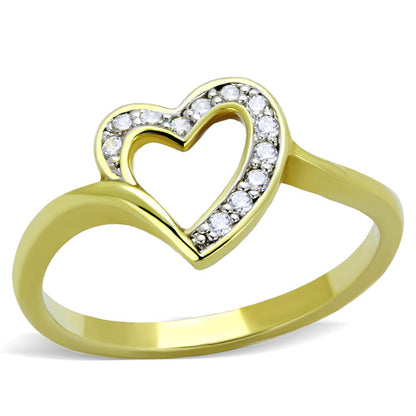 MA3W870 - Gold+Rhodium Brass Ring with AAA Grade CZ  in Clear