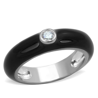 MA3W873 - Rhodium Brass Ring with AAA Grade CZ  in Clear