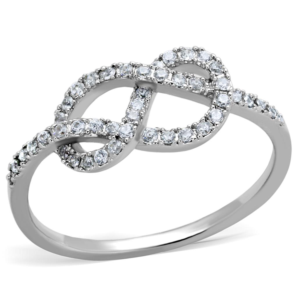 MA3W876 - Rhodium Brass Ring with AAA Grade CZ  in Clear