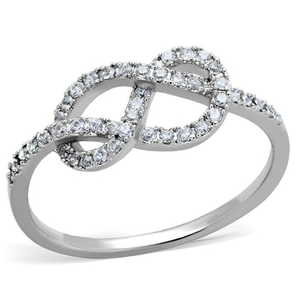 MA3W876 - Rhodium Brass Ring with AAA Grade CZ  in Clear