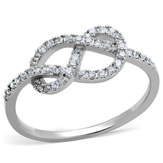 MA3W876 - Rhodium Brass Ring with AAA Grade CZ  in Clear