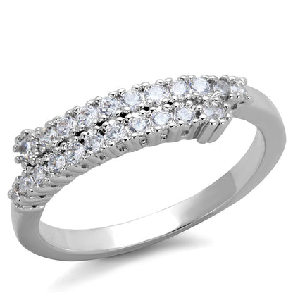 MA3W879 - Rhodium Brass Ring with AAA Grade CZ  in Clear