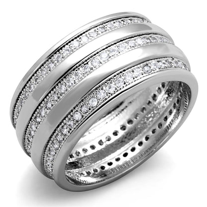 MA3W884 - Rhodium Brass Ring with AAA Grade CZ  in Clear