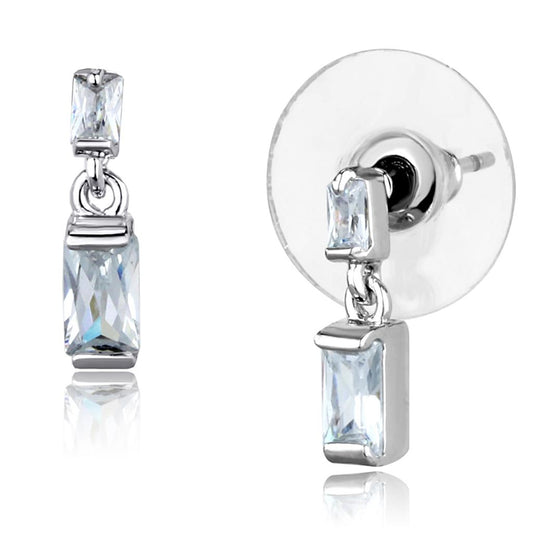MA3W887 - Rhodium Brass Earrings with AAA Grade CZ  in Clear