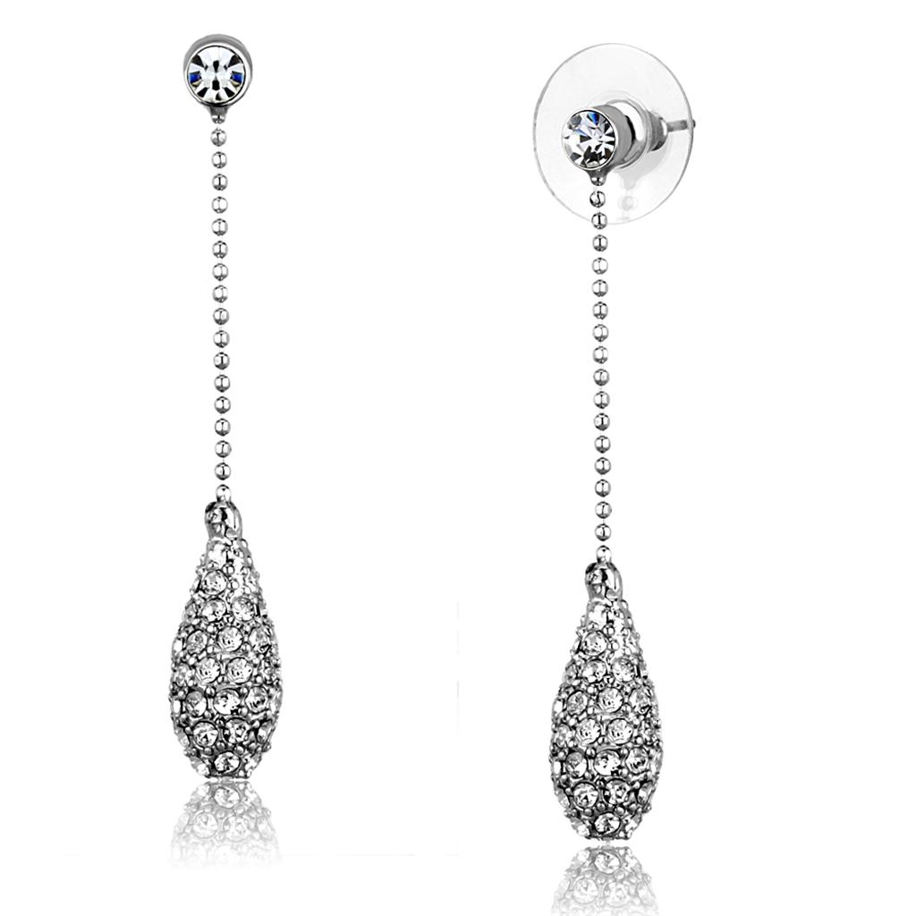 MA3W898 - Rhodium Brass Earrings with Top Grade Crystal  in Clear