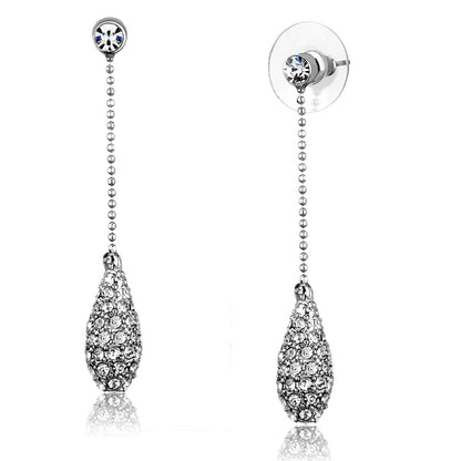 MA3W898 - Rhodium Brass Earrings with Top Grade Crystal  in Clear