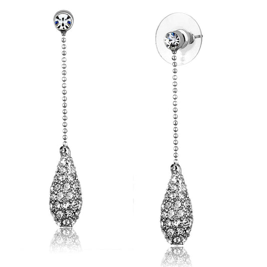 MA3W898 - Rhodium Brass Earrings with Top Grade Crystal  in Clear