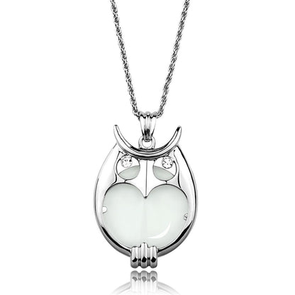 MA3W916 - Rhodium Brass Magnifier pendant with Top Grade Crystal  in Clear