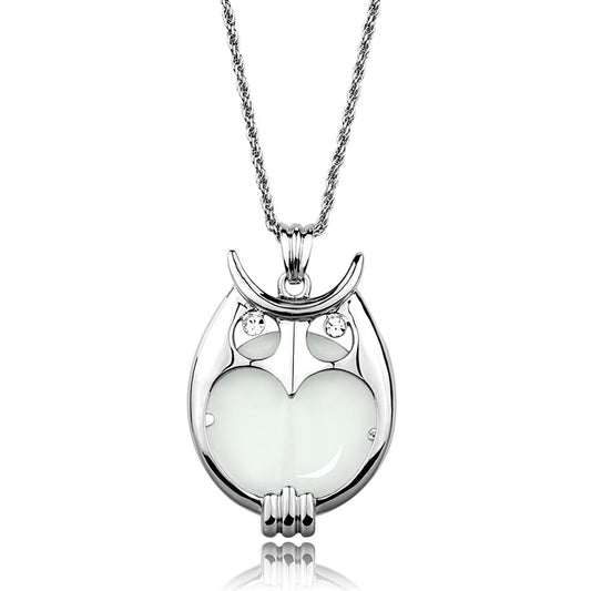 MA3W916 - Rhodium Brass Magnifier pendant with Top Grade Crystal  in Clear