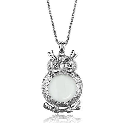 MA3W919 - Rhodium Brass Magnifier pendant with Top Grade Crystal  in Clear