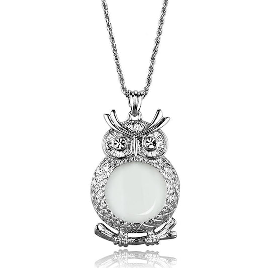 MA3W919 - Rhodium Brass Magnifier pendant with Top Grade Crystal  in Clear