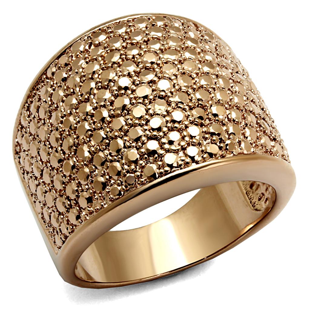 MA3W935 - IP Rose Gold(Ion Plating) Brass Ring with AAA Grade CZ  in Metallic Light Gold