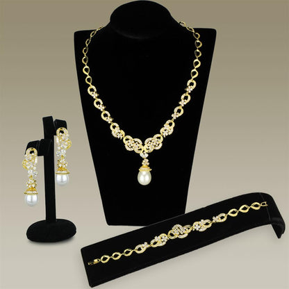 MA3W945 - Gold Brass Jewelry Sets with AAA Grade CZ  in Clear