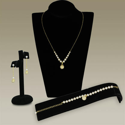 MA3W947 - Gold Brass Jewelry Sets with Synthetic Pearl in White