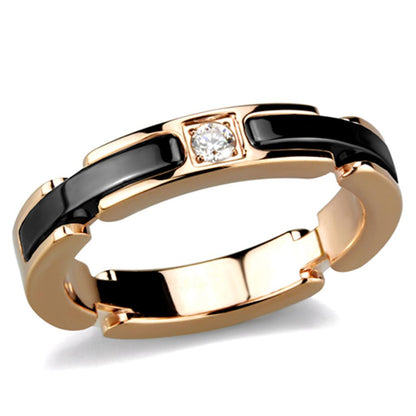 MA3W960 - IP Rose Gold(Ion Plating) Stainless Steel Ring with Ceramic  in Jet