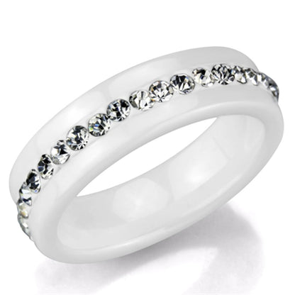 MA3W968 - High polished (no plating) Stainless Steel Ring with Ceramic  in White