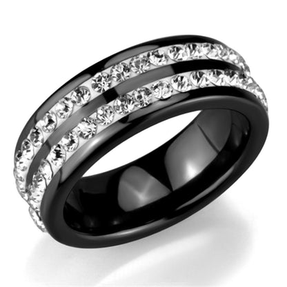 MA3W971 - High polished (no plating) Stainless Steel Ring with Ceramic  in Jet