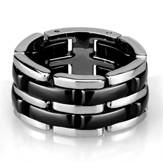 MA3W974 - High polished (no plating) Stainless Steel Ring with Ceramic  in Jet